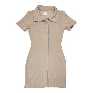Vacancy Daylight Terry Mini Dress Beige Short Sleeve Terrycloth Vacation Women 4